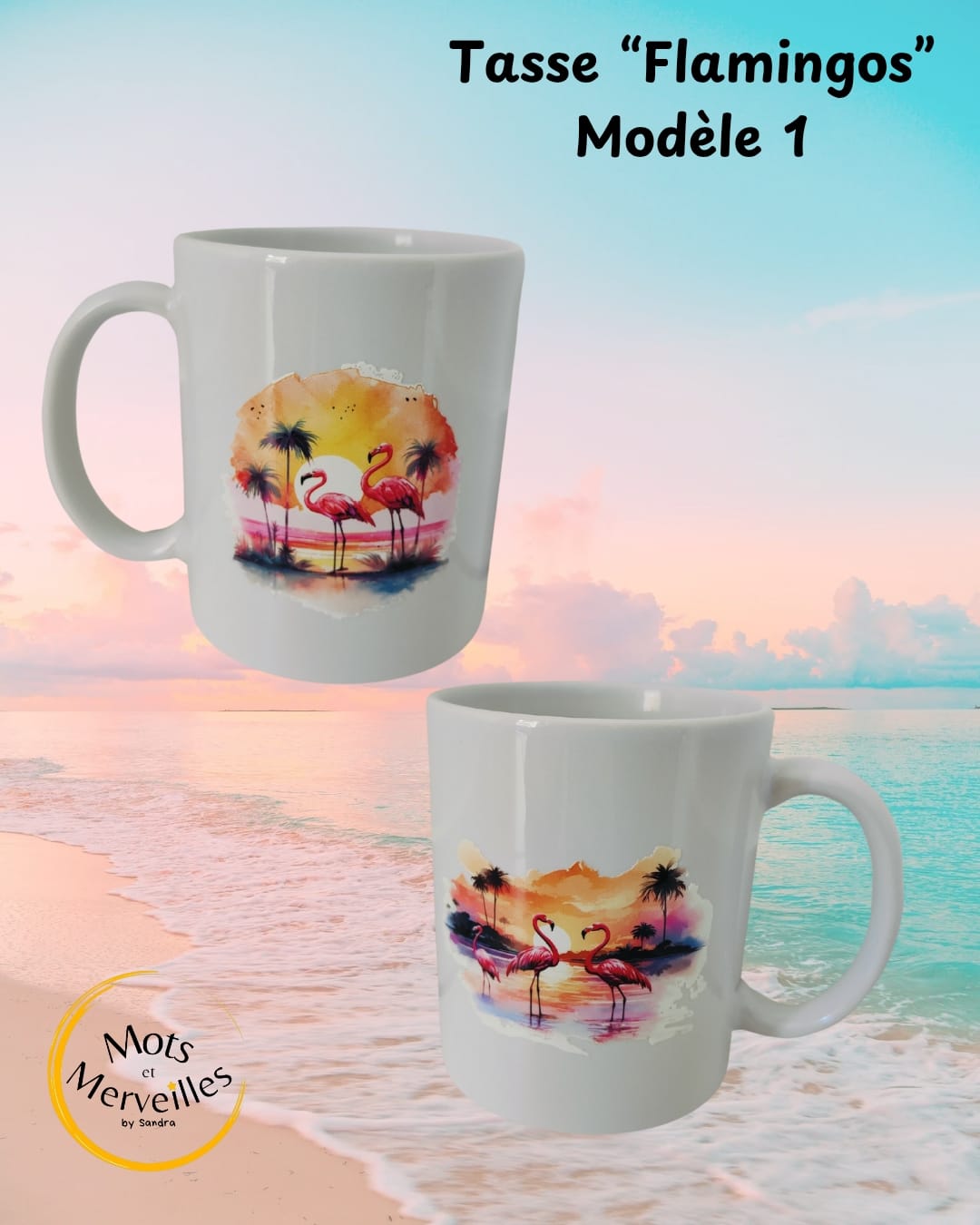 Tasse "Flamants Roses au Coucher du Soleil"