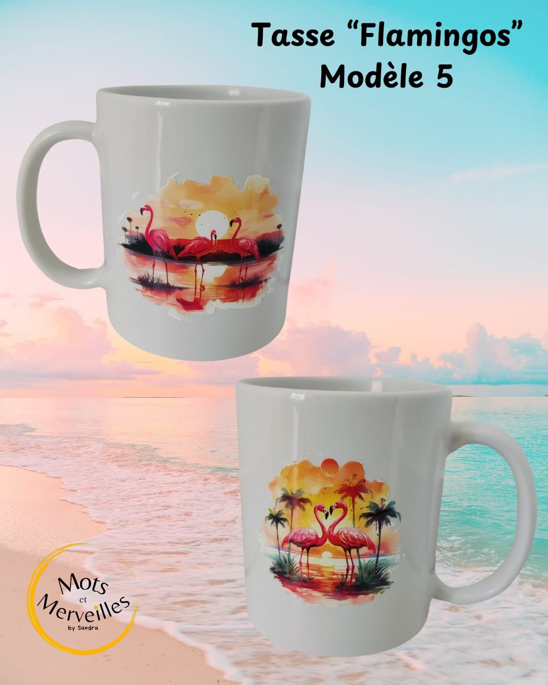 Tasse "Flamants Roses au Coucher du Soleil"