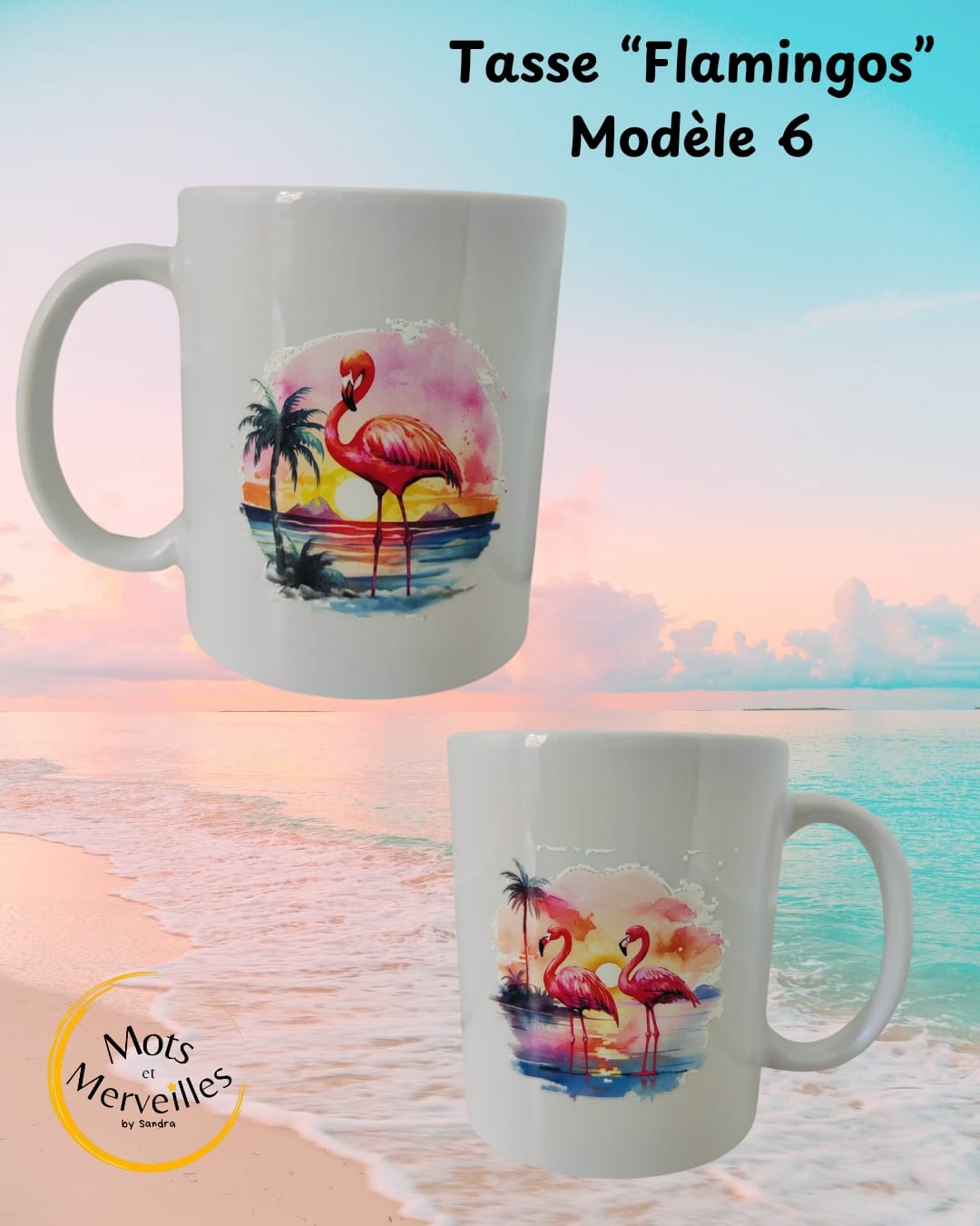 Tasse "Flamants Roses au Coucher du Soleil"