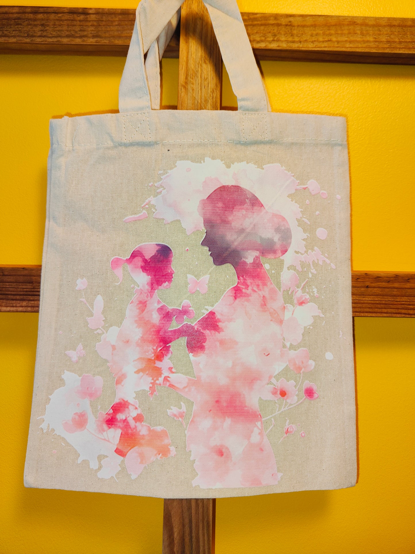 Tote bag écru - Silhouette mère enfant