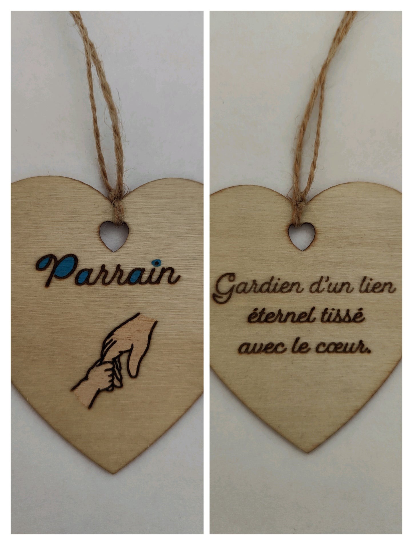 Coeur en bois - Parrain - Gardien d'un lien éternel