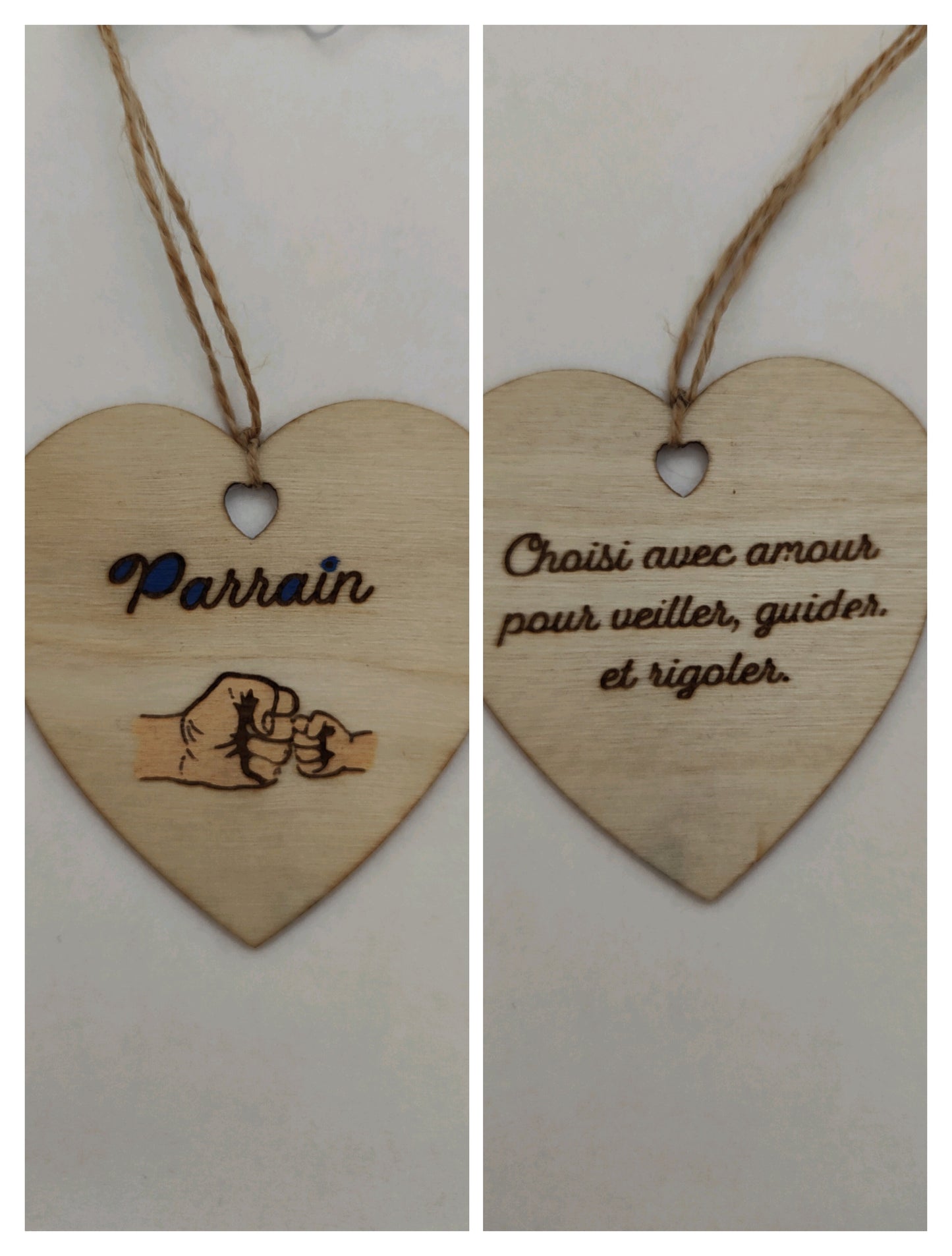 Coeur en bois - Parrain - Choisi avec amour