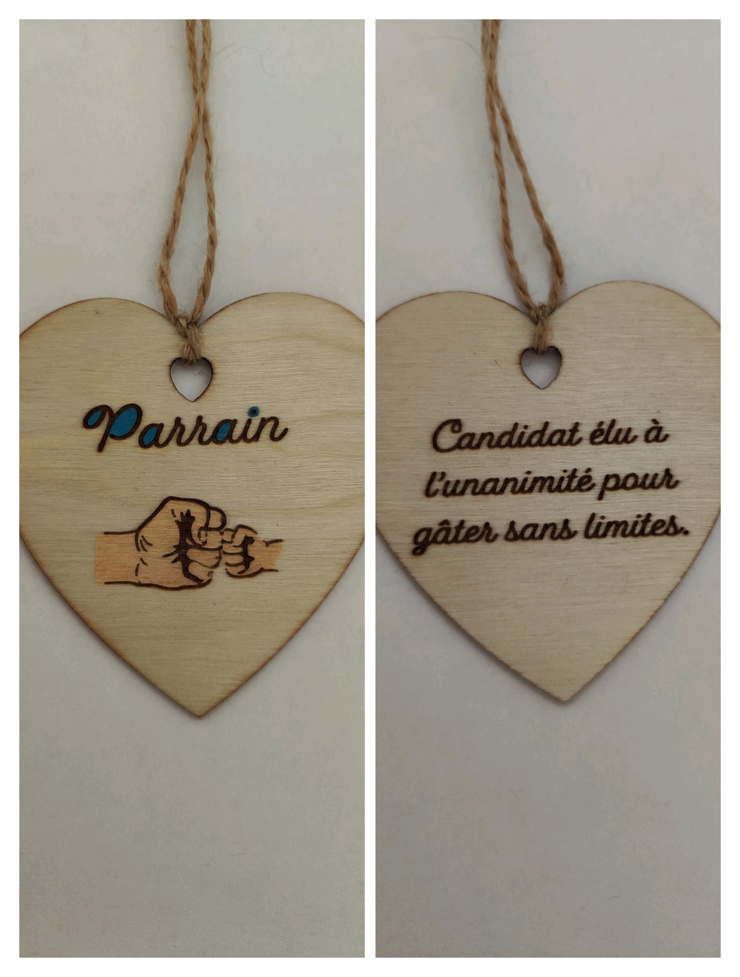 Coeur en bois - Parrain - Candidat élu à l'unanimité