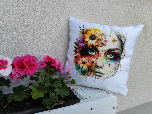 Coussin Tête fleurie