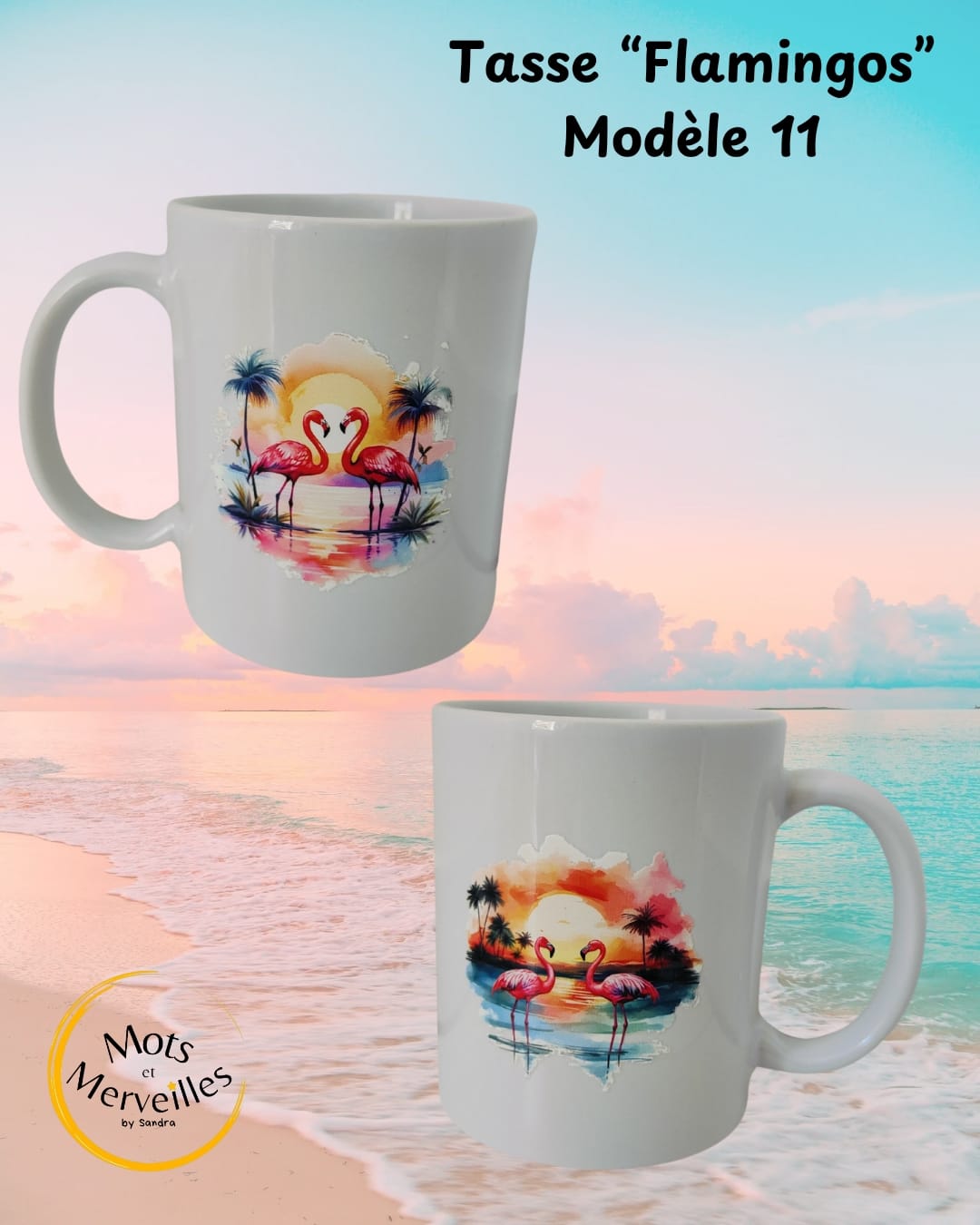Tasse "Flamants Roses au Coucher du Soleil"