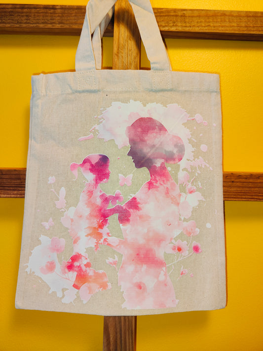 Tote bag écru - Silhouette mère enfant