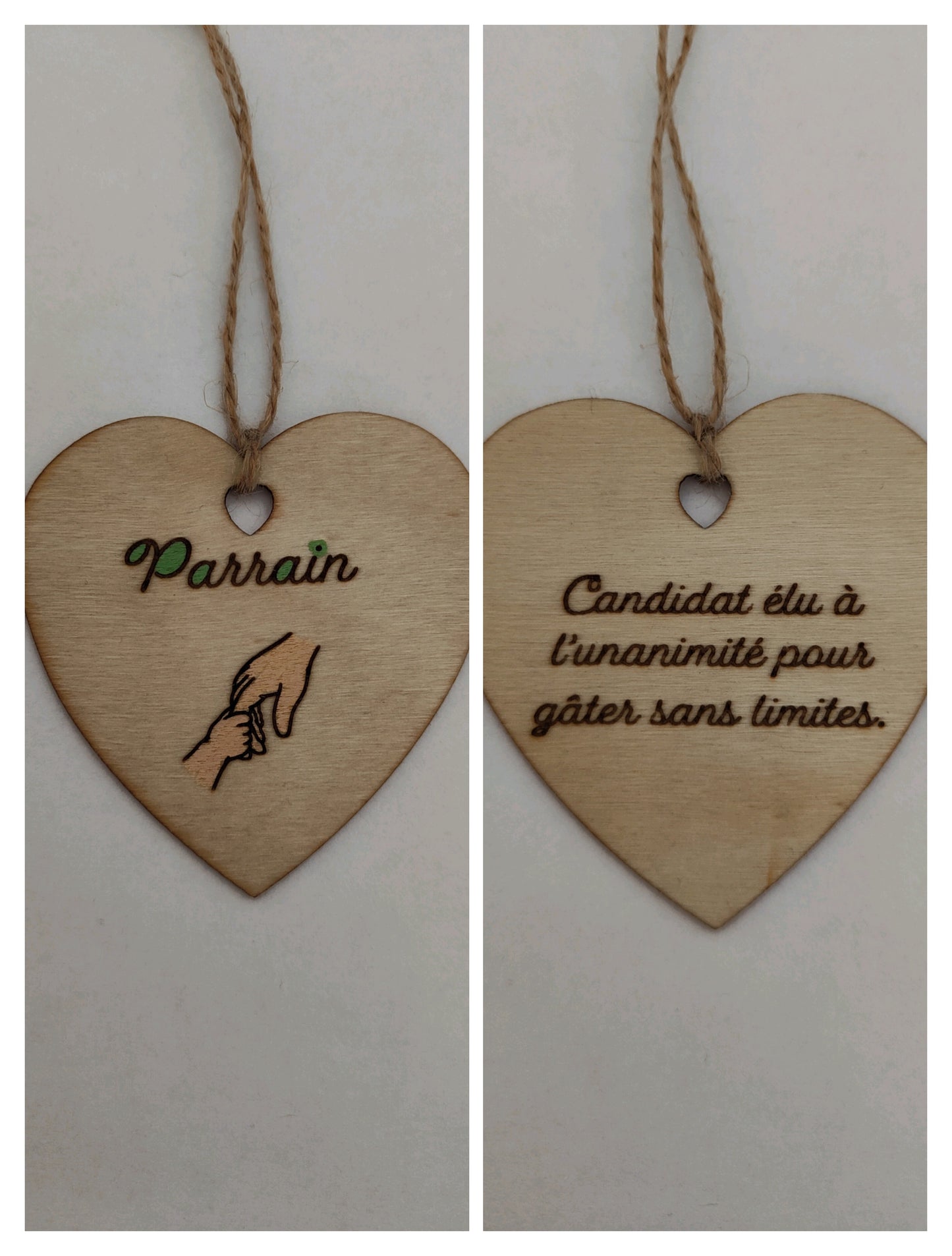 Coeur en bois - Parrain - Candidat élu à l'unanimité