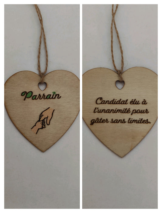 Coeur en bois - Parrain - Candidat élu à l'unanimité