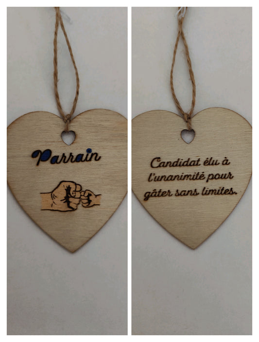 Coeur en bois - Parrain - Candidat élu à l'unanimité