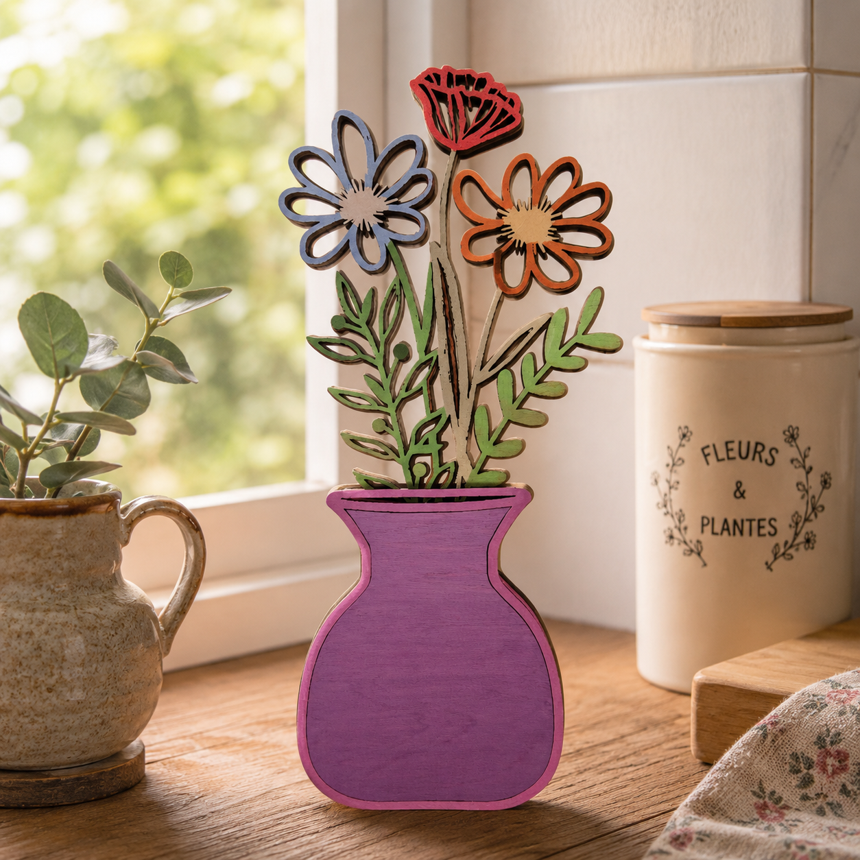 Bouquet en bois dans vase