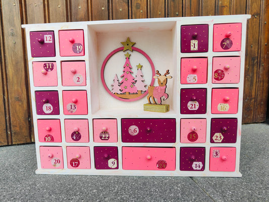 ✨🎄 Calendrier de l’Avent fait main – édition bois rose & bordeaux 🎄✨