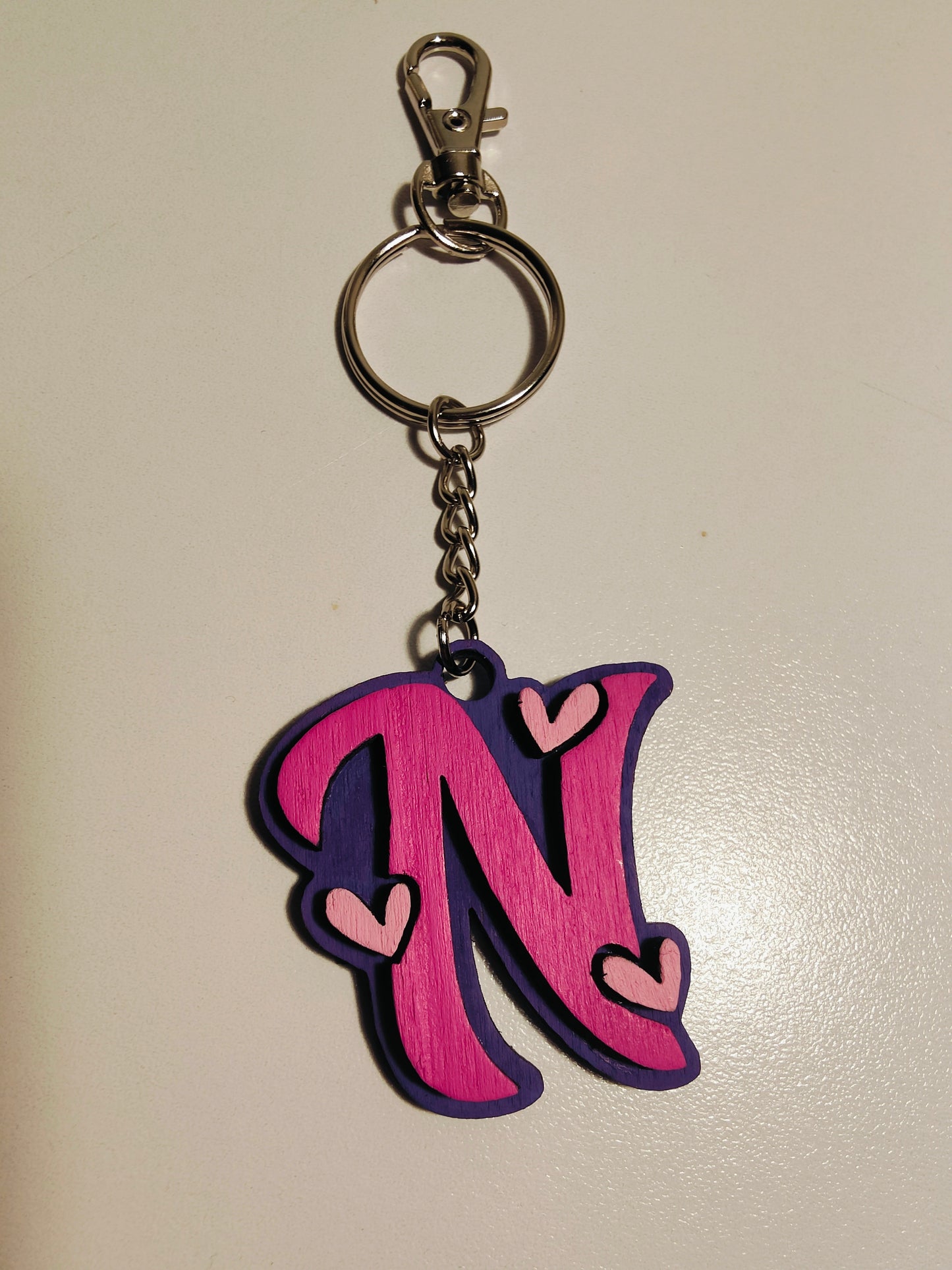 Porte-clés en bois - lettre de l'alphabet