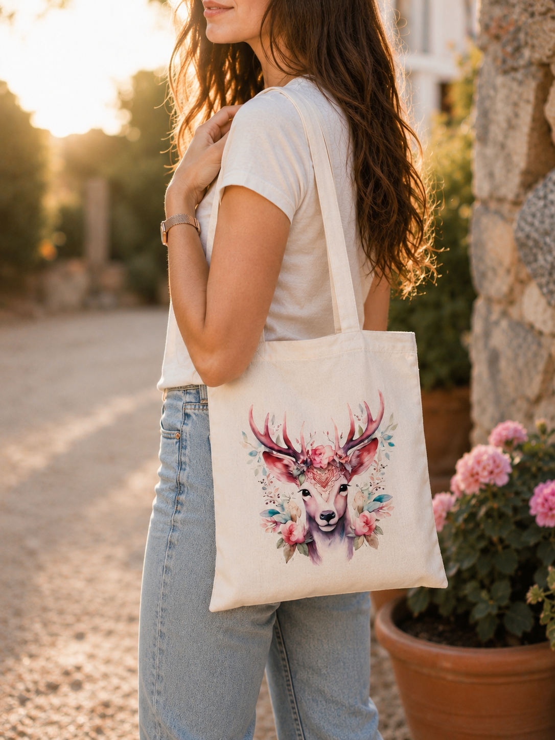 Tote bag tête de cerf