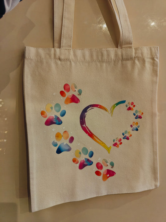 Tote bag cœur et pattes